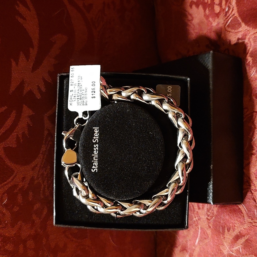 Men's Stainless Steel Wheat Link Bracelet